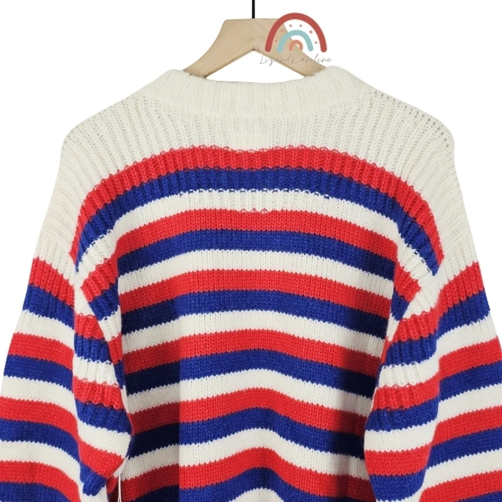 New! Mother The Biggie Oversized Sweater Overboard Stripped